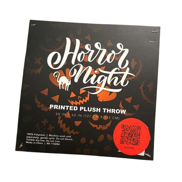 Halloween Throw Blanket Horror Night Pumpkin Printed Plush  50" X 60" Polyester - Picture 7 of 9